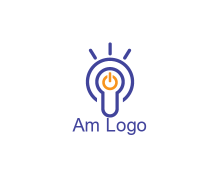 line art light bulb with power button
