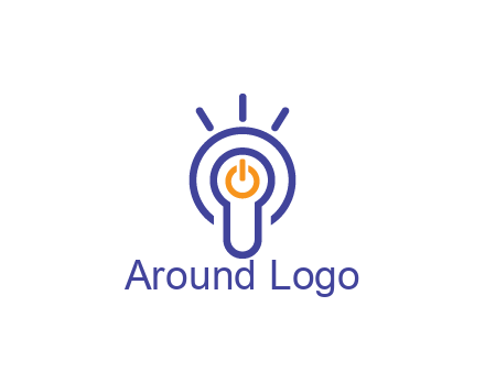 line art light bulb with power button