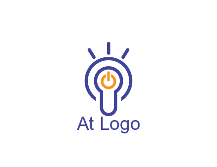 line art light bulb with power button