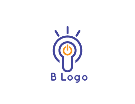 line art light bulb with power button