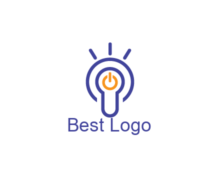 line art light bulb with power button