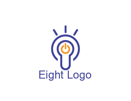 line art light bulb with power button
