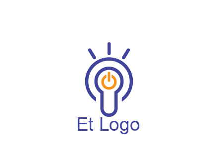 line art light bulb with power button