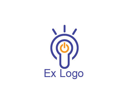 line art light bulb with power button