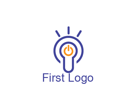 line art light bulb with power button