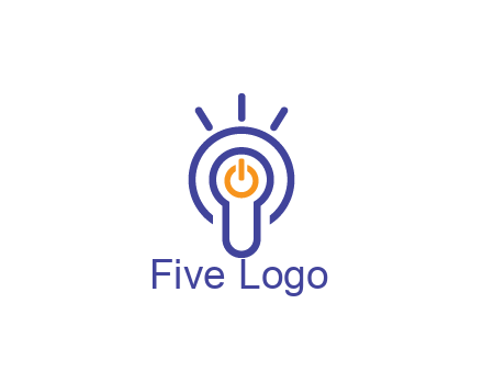 line art light bulb with power button