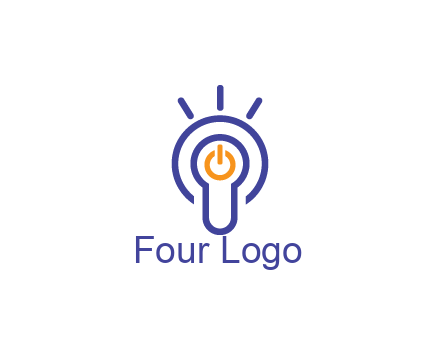 line art light bulb with power button