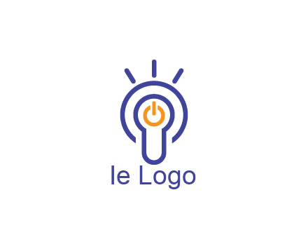 line art light bulb with power button