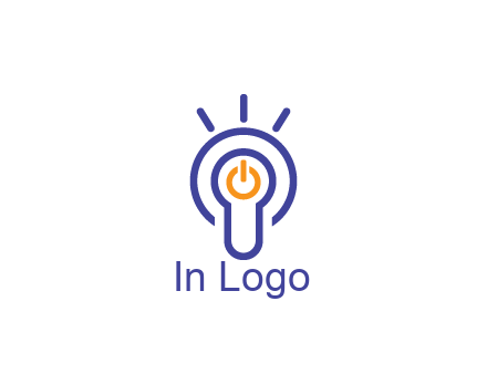 line art light bulb with power button