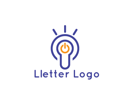 line art light bulb with power button