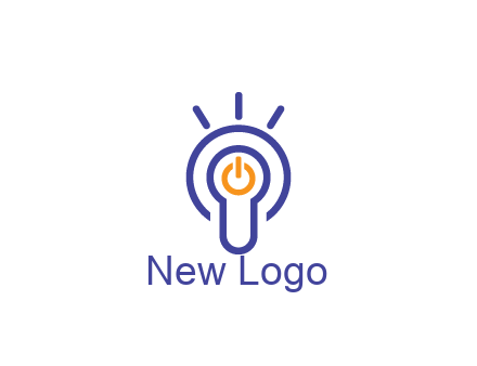 line art light bulb with power button