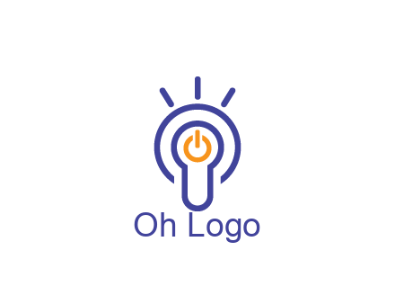line art light bulb with power button