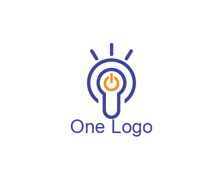 line art light bulb with power button