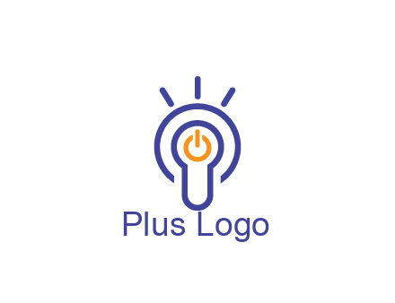 line art light bulb with power button