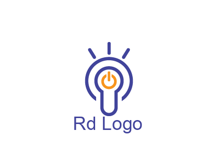 line art light bulb with power button