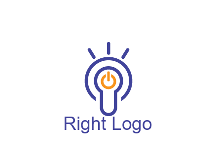 line art light bulb with power button
