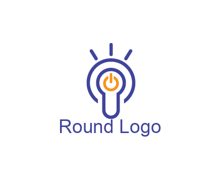 line art light bulb with power button