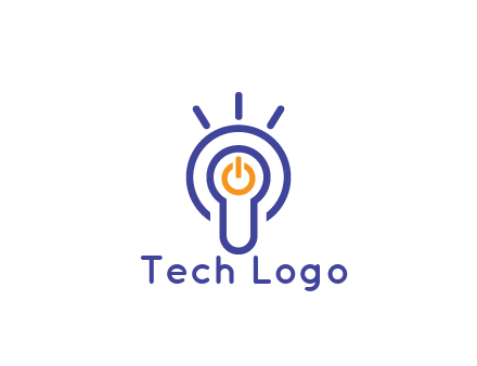 line art light bulb with power button