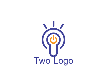 line art light bulb with power button