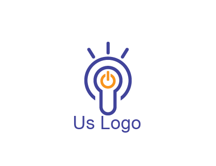 line art light bulb with power button