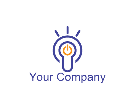 line art light bulb with power button