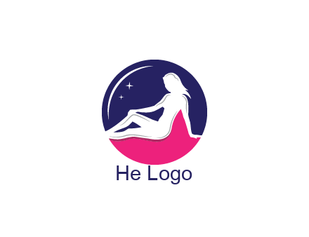 negative spacing girl sitting in circle with stars