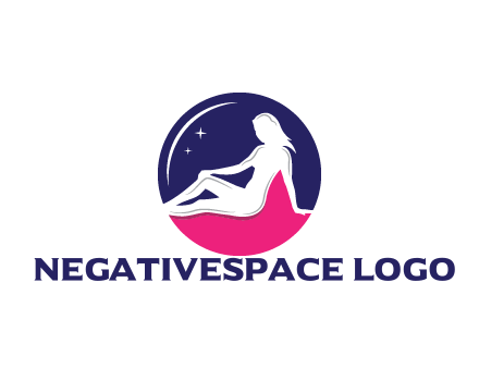 negative spacing girl sitting in circle with stars