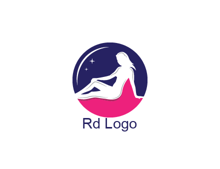 negative spacing girl sitting in circle with stars