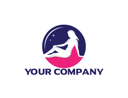 negative spacing girl sitting in circle with stars