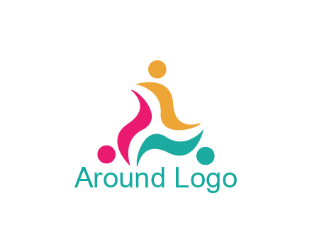 rotating swoosh with circle forming people icon