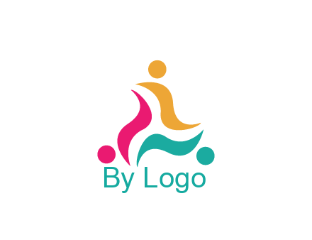 rotating swoosh with circle forming people icon