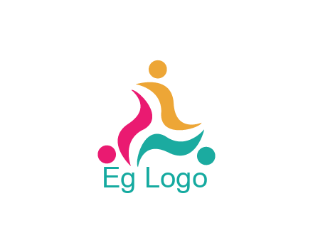 rotating swoosh with circle forming people icon