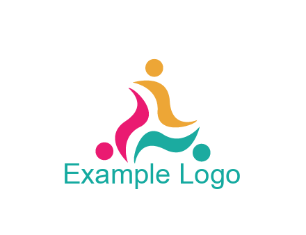 rotating swoosh with circle forming people icon