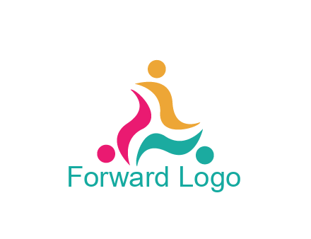 rotating swoosh with circle forming people icon