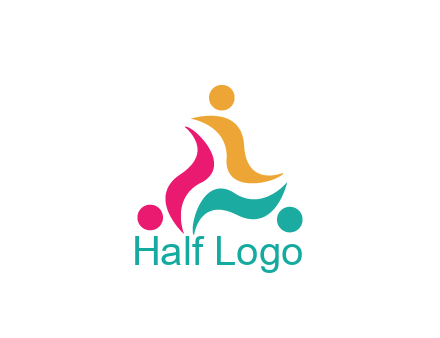 rotating swoosh with circle forming people icon