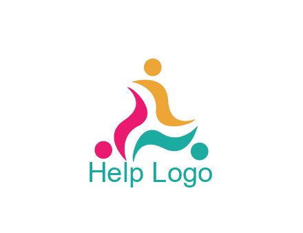 rotating swoosh with circle forming people icon
