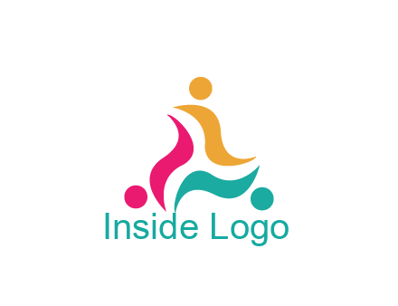 rotating swoosh with circle forming people icon