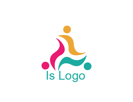 rotating swoosh with circle forming people icon