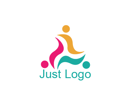 rotating swoosh with circle forming people icon