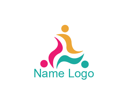 rotating swoosh with circle forming people icon