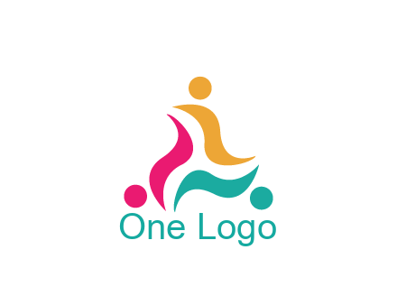 rotating swoosh with circle forming people icon