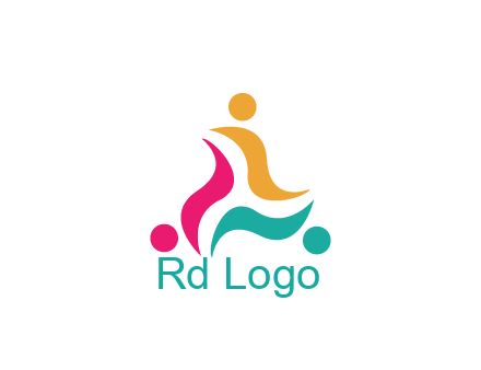 rotating swoosh with circle forming people icon