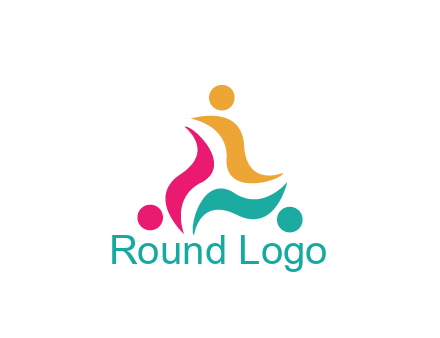 rotating swoosh with circle forming people icon