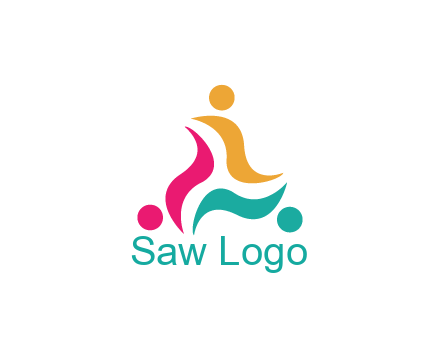 rotating swoosh with circle forming people icon