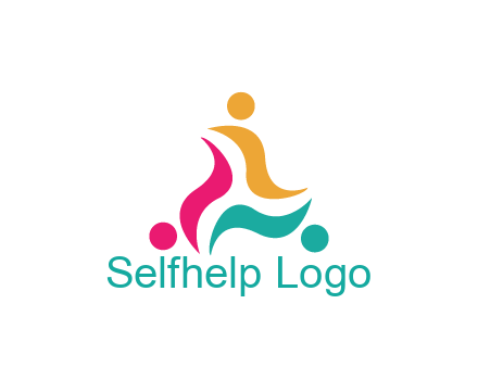 rotating swoosh with circle forming people icon