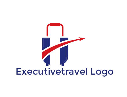 luggage with swoosh arrow forming letter H