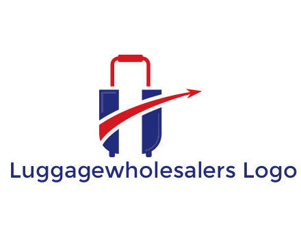 luggage with swoosh arrow forming letter H
