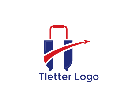 luggage with swoosh arrow forming letter H