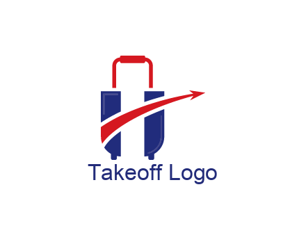 luggage with swoosh arrow forming letter H