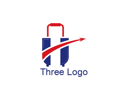 luggage with swoosh arrow forming letter H